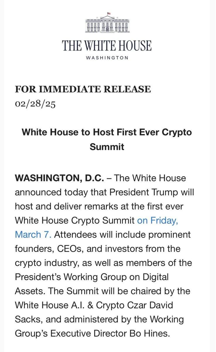 Donald Trump to Host First Ever White House Crypto Summit
